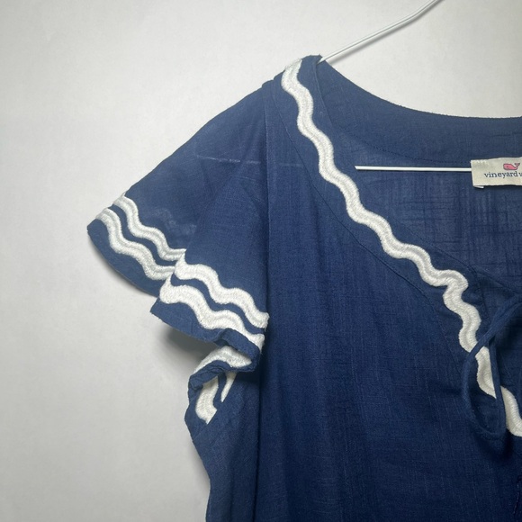 Vineyard Vines Blue Ruffle Sleeve V-Neck Tie Neck Dresses Sizes XS/S Bundle of 3 - Picture 8 of 16